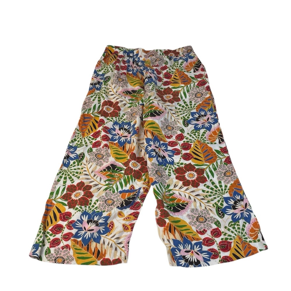 C&C California Women's Linen Floral Tropical Wide-Leg Pants XL Relaxed Fit‎